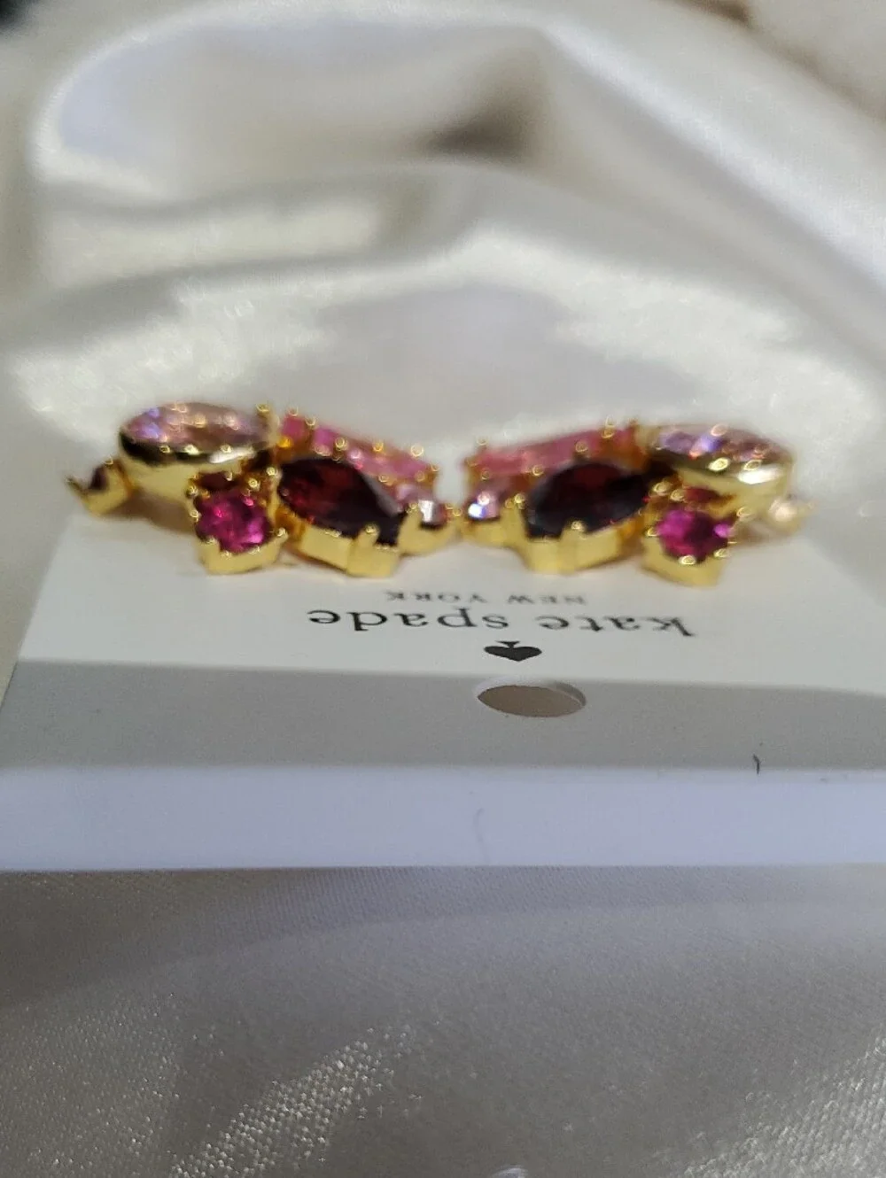 kate spade Pink & Red Crystal Cluster Earrings
